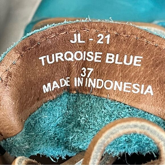 BLACKSTONE JL21 Sneaker in Turquoise Blue Leather Size 7 NEW - Picture 13 of 14